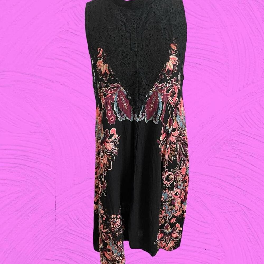Black Paisley Floral Black Mini Dress